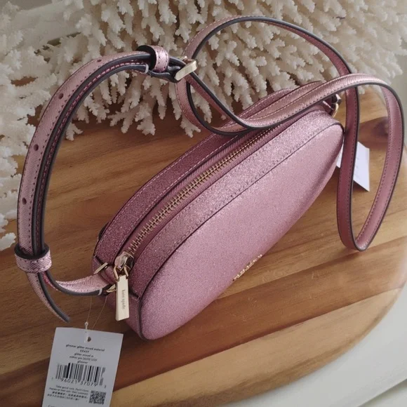 Kate Spade 💥NWT💥 Glimmer Oval Camera Bag Pink Mitten Crossbody Bag. NEW! - Picture 5 of 17